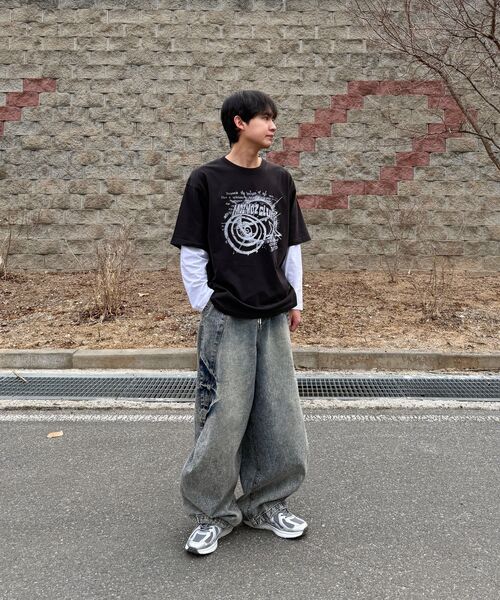 MOZMOZ（モズモズ）の「プラネットオーバーサイズピグメント半袖Tシャツブラック（Tシャツ/カットソー・レディース・その他・M/XL/XXL）」の7枚目の写真
