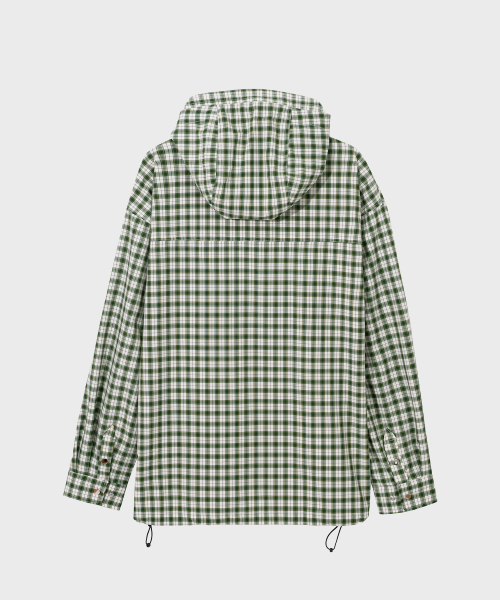 SECONDMONO（セカンドモノローグ）の「スナップチェックフードシャツジャケット[GREEN]_SEJK011GREEN（ナイロンジャケット・レディース・その他・SMALL/MEDIUM/LARGE/X-SMALL）」の5枚目の写真