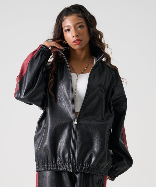 セール】FUBU フブ ブランド Faux Leather Track Jacket / フェイク