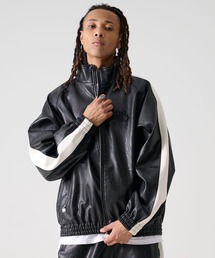 FUBU フブ ブランド Faux Leather Track Jacket / フェイクレザー トラックジャケット （セットアップ対応）