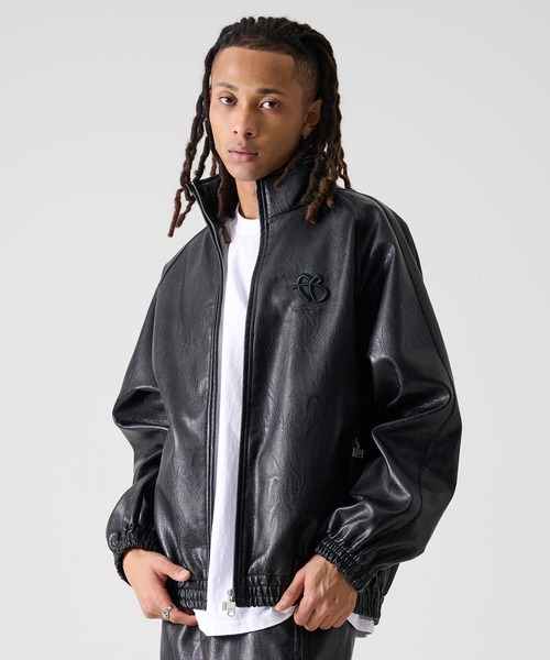 セール】FUBU フブ ブランド Faux Leather Track Jacket / フェイク
