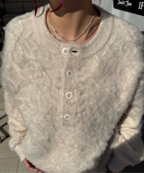 sedacle（セダクル）の「ヘンリーケーブルシャギーアソートニット（ニット/セーター・メンズ・ブラック/アイボリー/ブラウン・SMALL/MEDIUM/LARGE）」の7枚目の写真