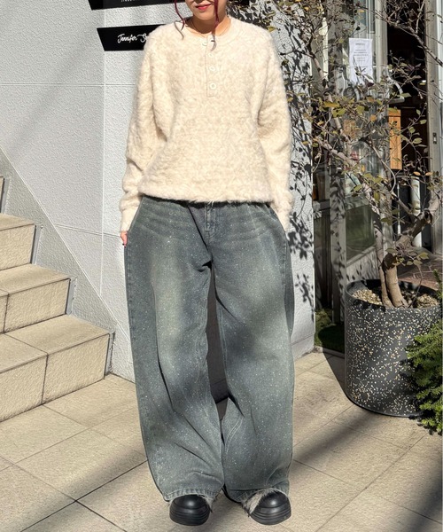 sedacle（セダクル）の「ヘンリーケーブルシャギーアソートニット（ニット/セーター・メンズ・ブラック/アイボリー/ブラウン・SMALL/MEDIUM/LARGE）」の12枚目の写真