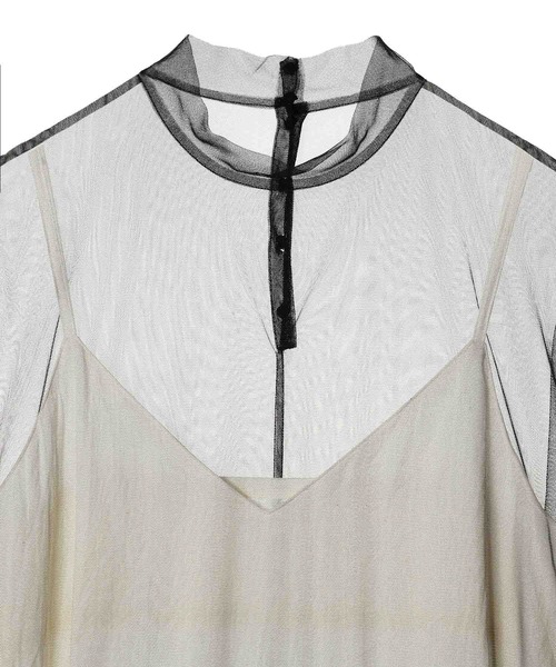 TOGA PULLA（トーガ　プルラ）の「TOGA PULLA Fringe tulle dress TP252-FH217（ワンピース・レディース・カーキ/ブラック・36）」の8枚目の写真