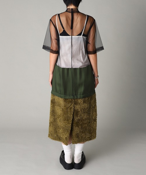 TOGA PULLA（トーガ　プルラ）の「TOGA PULLA Fringe tulle dress TP252-FH217（ワンピース・レディース・カーキ/ブラック・36）」の4枚目の写真