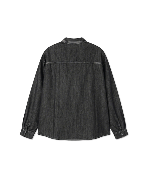 BLACKBROWN（ブラックブラウン）の「ツーポケットデニムワークシャツ[ブラック]（シャツ/ブラウス・メンズ・その他・MEDIUM/X-LARGE）」の2枚目の写真