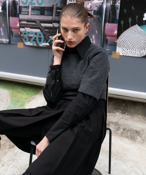 320SHOWROOM(320ショールーム)の「Mock Neck Short Sleeve Knit Charcoal gray(ニット/セーター・レディース・その他・FREE)」の3枚目の写真