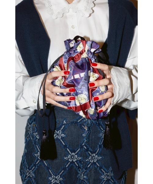 KEITA MARUYAMA（ケイタマルヤマ）の「KNOT-Ti 巾着バッグ（Paris）（ショルダーバッグ・レディース・ネイビー・FREE）」の2枚目の写真