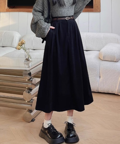 Flugge(フラッジー)の「ハイウエストAラインミディスカート(スカート・レディース・ブラック/ブラウン・MEDIUM/LARGE)」の4枚目の写真