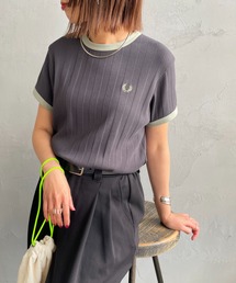 FRED PERRY（フレッドペリー）の「【WEB先行予約】[FRED PERRY/フレッドペリー] 別注 ランダムリブ ワンポイントロゴ刺繍 リンガーTシャツ（Tシャツ/カットソー）」