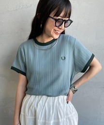 FRED PERRY（フレッドペリー）の「【WEB先行予約】[FRED PERRY/フレッドペリー] 別注 ランダムリブ ワンポイントロゴ刺繍 リンガーTシャツ（Tシャツ/カットソー）」
