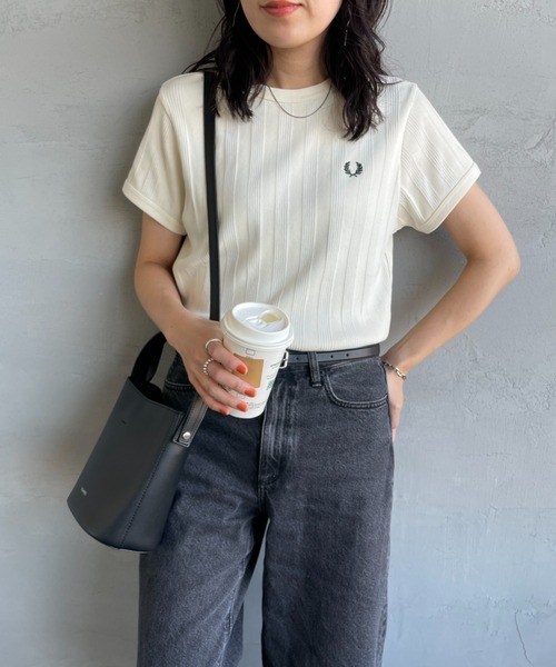 ⭐️ノンゴリFRED PERRY フレッドペリー 刺繍ロゴ FRED PERRY/フレッドペリー] 別注 ランダムリブ ワンポイントロゴ刺繍