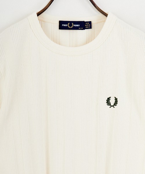 FRED PERRY/フレッドペリー] 別注 ランダムリブ ワンポイントロゴ刺繍
