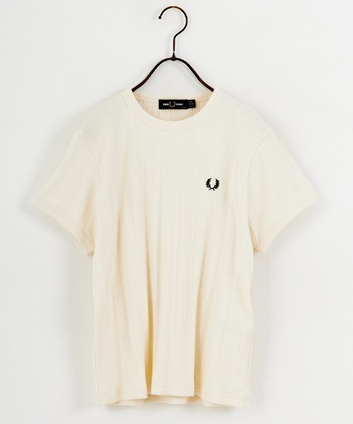 FRED PERRY/フレッドペリー] 別注 ランダムリブ ワンポイントロゴ刺繍