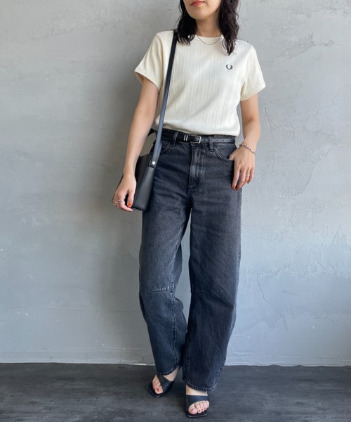 FRED PERRY（フレッドペリー）の「[FRED PERRY/フレッドペリー] 別注 ランダムリブ ワンポイントロゴ刺繍 リンガーTシャツ【追加】（Tシャツ/カットソー・レディース・チャコールグレー/ブラック/オートミール/キナリ/ブルー・8/10）」の21枚目の写真