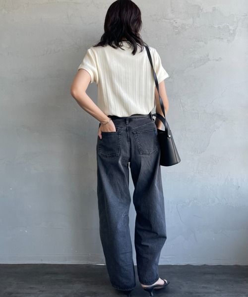 FRED PERRY（フレッドペリー）の「[FRED PERRY/フレッドペリー] 別注 ランダムリブ ワンポイントロゴ刺繍 リンガーTシャツ【追加】（Tシャツ/カットソー・レディース・チャコールグレー/ブラック/オートミール/キナリ/ブルー・8/10）」の22枚目の写真