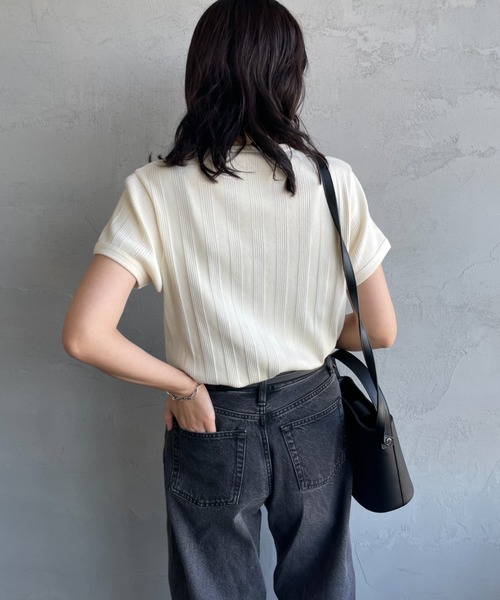 FRED PERRY（フレッドペリー）の「[FRED PERRY/フレッドペリー] 別注 ランダムリブ ワンポイントロゴ刺繍 リンガーTシャツ【追加】（Tシャツ/カットソー・レディース・チャコールグレー/ブラック/オートミール/キナリ/ブルー・8/10）」の20枚目の写真