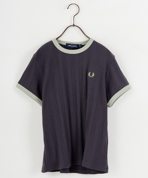 FRED PERRY/フレッドペリー] 別注 ランダムリブ ワンポイントロゴ刺繍