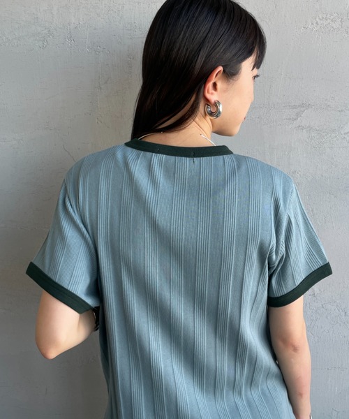 FRED PERRY 別注 ランダムリブ ロゴ刺繍 リンガーTシャツ FRED PERRY/フレッドペリー] 別注 ランダムリブ ワンポイントロゴ刺繍