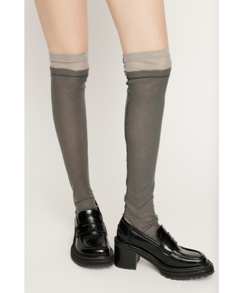 SLY（スライ）の「LAYERED SHEER SOCKS レイヤード シアー ソックス（ソックス/靴下・レディース・グレー/ライトベージュ・FREE）」の7枚目の写真