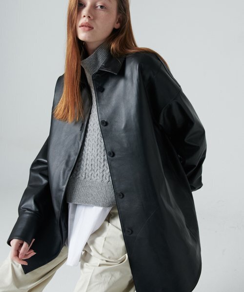 ANDROS(アンドロス)の「Overfit Shirts Jacket- Black(ライダースジャケット・レディース・その他・FREE)」の1枚目の写真