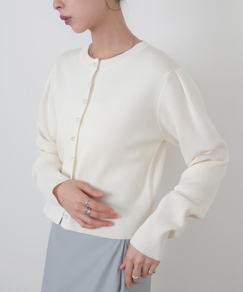 LIAN（リアン）の「クリアボタンニットカーディガン（カーディガン/ボレロ・レディース・ブラック/イエロー/ライム/ピンク/アイボリー・FREE）」の12枚目の写真