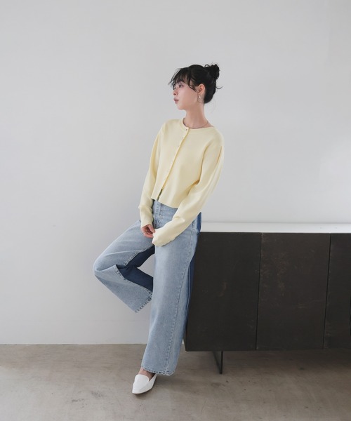 LIAN（リアン）の「クリアボタンニットカーディガン（カーディガン/ボレロ・レディース・ブラック/イエロー/ライム/ピンク/アイボリー・FREE）」の18枚目の写真