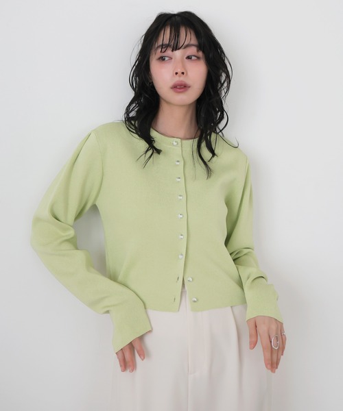 LIAN（リアン）の「クリアボタンニットカーディガン（カーディガン/ボレロ・レディース・ブラック/イエロー/ライム/ピンク/アイボリー・FREE）」の17枚目の写真