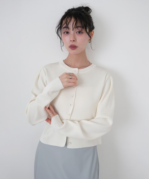 LIAN（リアン）の「クリアボタンニットカーディガン（カーディガン/ボレロ・レディース・ブラック/イエロー/ライム/ピンク/アイボリー・FREE）」の22枚目の写真