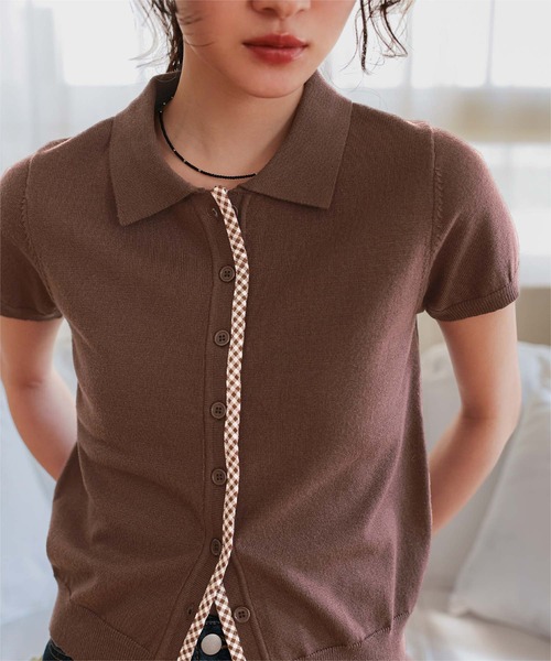 miette(ミエット)の「パイピングデザイン半袖ニット(ニット/セーター・レディース・グレー/ブラック/ブラウン/ネイビー・L/M/S)」の22枚目の写真