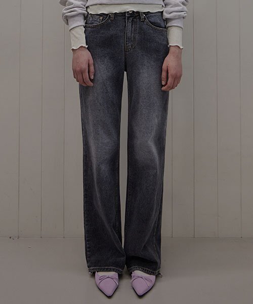 HAINT(ヘイント)の「CELINE LONG WIDE DENIM PANTS(デニムパンツ・レディース・ブラック・L)」の1枚目の写真