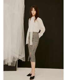 Rael Midi Tweed H Line Skirt_Black