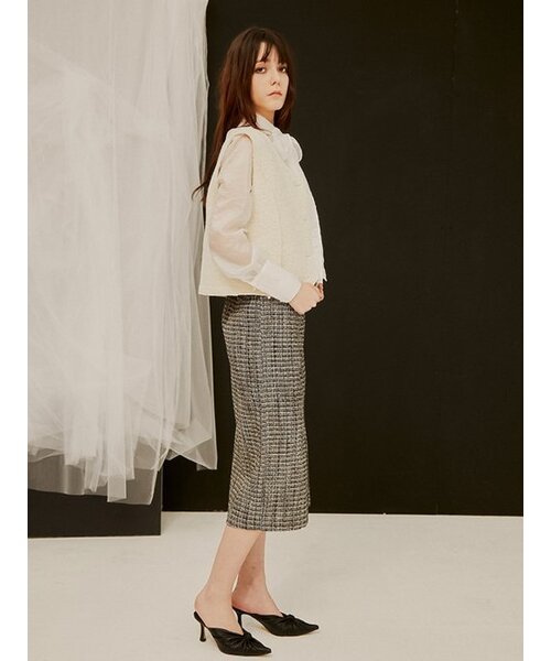 Sorry,Too Much Love(ソーリートゥーマッチラブ)の「Rael Midi Tweed H Line Skirt_Black(スカート・レディース・その他・S/M)」の3枚目の写真