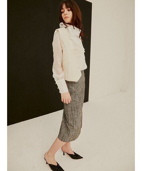 Sorry,Too Much Love(ソーリートゥーマッチラブ)の「Rael Midi Tweed H Line Skirt_Black(スカート・レディース・その他・S/M)」の5枚目の写真