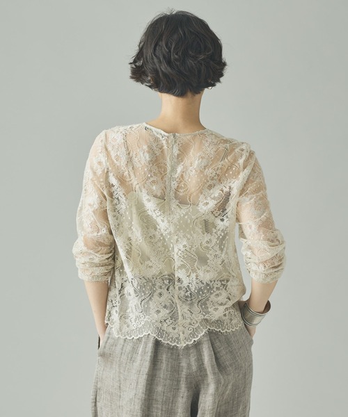 Curensology（カレンソロジー）の「Curensology(カレンソロジー)/＜C.S.G＞リネンリバーレースブラウス（シャツ/ブラウス・レディース・ベージュ/ブラック・FREE）」の5枚目の写真