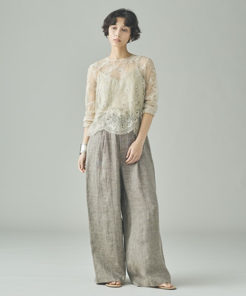 Curensology（カレンソロジー）の「Curensology(カレンソロジー)/＜C.S.G＞リネンリバーレースブラウス（シャツ/ブラウス・レディース・ベージュ/ブラック・FREE）」の6枚目の写真