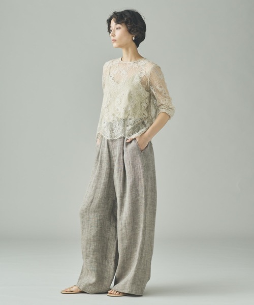 Curensology（カレンソロジー）の「Curensology(カレンソロジー)/＜C.S.G＞リネンリバーレースブラウス（シャツ/ブラウス・レディース・ベージュ/ブラック・FREE）」の7枚目の写真