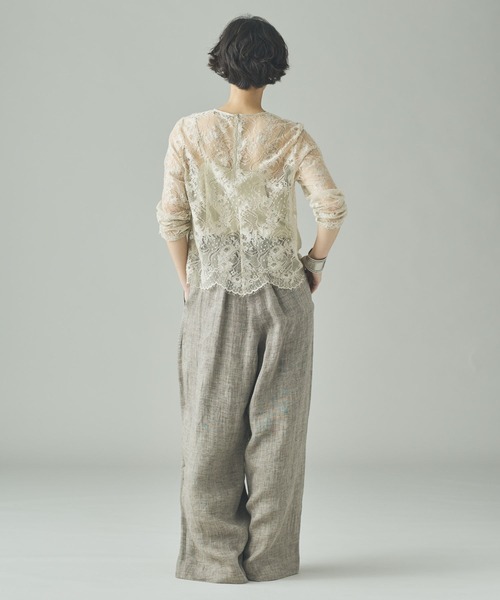 Curensology（カレンソロジー）の「Curensology(カレンソロジー)/＜C.S.G＞リネンリバーレースブラウス（シャツ/ブラウス・レディース・ベージュ/ブラック・FREE）」の8枚目の写真