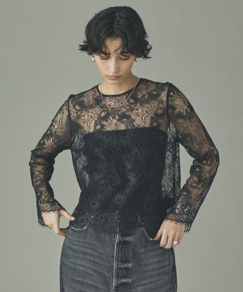 Curensology（カレンソロジー）の「Curensology(カレンソロジー)/＜C.S.G＞リネンリバーレースブラウス（シャツ/ブラウス・レディース・ベージュ/ブラック・FREE）」の10枚目の写真