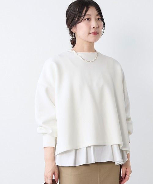 MICA&DEAL（マイカ＆ディール）の「レイヤードウエストドロストプルオーバー（Tシャツ/カットソー・レディース・ネイビー/オフホワイト・FREE）」の2枚目の写真