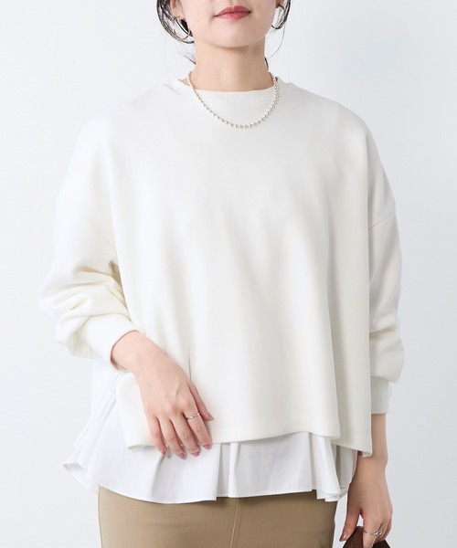 MICA&DEAL（マイカ＆ディール）の「レイヤードウエストドロストプルオーバー（Tシャツ/カットソー・レディース・ネイビー/オフホワイト・FREE）」の3枚目の写真