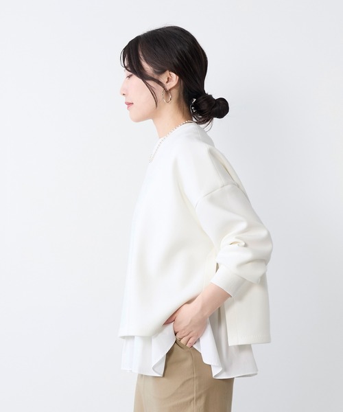 MICA&DEAL（マイカ＆ディール）の「レイヤードウエストドロストプルオーバー（Tシャツ/カットソー・レディース・ネイビー/オフホワイト・FREE）」の4枚目の写真