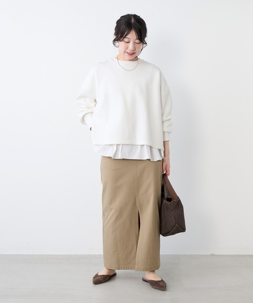 MICA&DEAL（マイカ＆ディール）の「レイヤードウエストドロストプルオーバー（Tシャツ/カットソー・レディース・ネイビー/オフホワイト・FREE）」の7枚目の写真