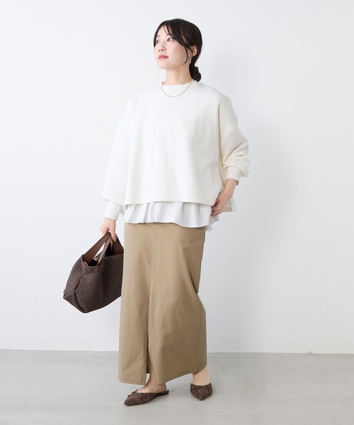 MICA&DEAL（マイカ＆ディール）の「レイヤードウエストドロストプルオーバー（Tシャツ/カットソー・レディース・ネイビー/オフホワイト・FREE）」の8枚目の写真