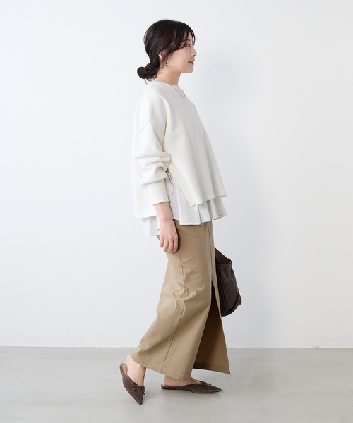 MICA&DEAL（マイカ＆ディール）の「レイヤードウエストドロストプルオーバー（Tシャツ/カットソー・レディース・ネイビー/オフホワイト・FREE）」の10枚目の写真