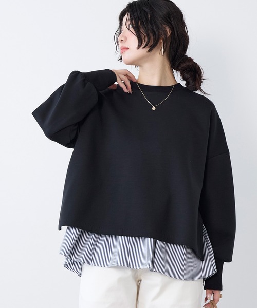 MICA&DEAL（マイカ＆ディール）の「レイヤードウエストドロストプルオーバー（Tシャツ/カットソー・レディース・ネイビー/オフホワイト・FREE）」の12枚目の写真