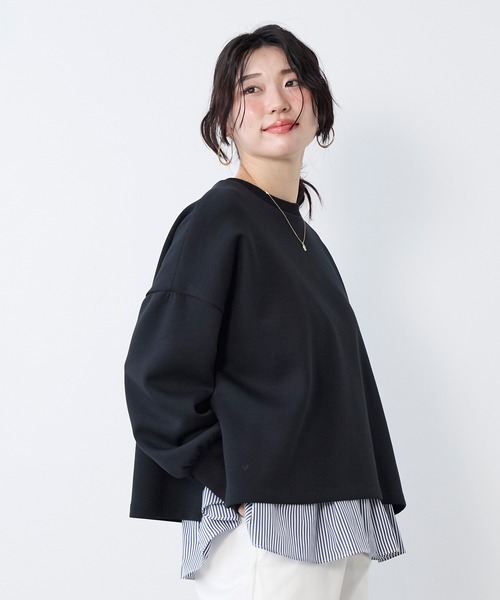 MICA&DEAL（マイカ＆ディール）の「レイヤードウエストドロストプルオーバー（Tシャツ/カットソー・レディース・ネイビー/オフホワイト・FREE）」の13枚目の写真