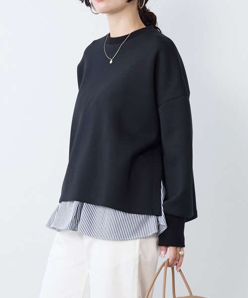 MICA&DEAL（マイカ＆ディール）の「レイヤードウエストドロストプルオーバー（Tシャツ/カットソー・レディース・ネイビー/オフホワイト・FREE）」の14枚目の写真