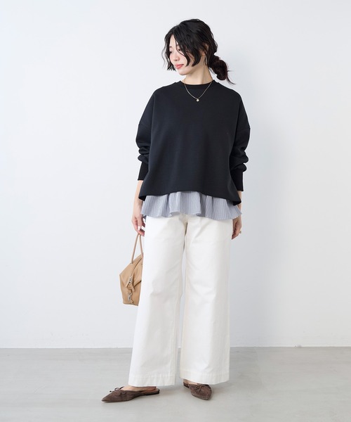 MICA&DEAL（マイカ＆ディール）の「レイヤードウエストドロストプルオーバー（Tシャツ/カットソー・レディース・ネイビー/オフホワイト・FREE）」の17枚目の写真