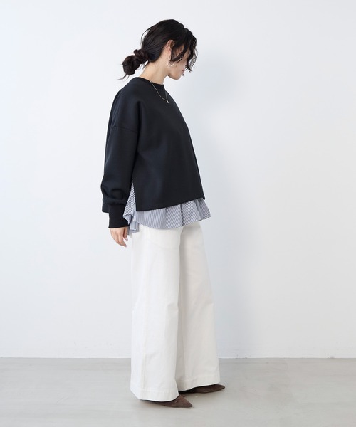 MICA&DEAL（マイカ＆ディール）の「レイヤードウエストドロストプルオーバー（Tシャツ/カットソー・レディース・ネイビー/オフホワイト・FREE）」の19枚目の写真